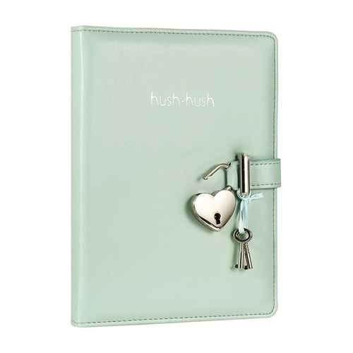 Victoria s Journals Hush Hush Kilitli Pastel Yeşil Defter Kutulu 80 gr. 160 yp. Çizgili