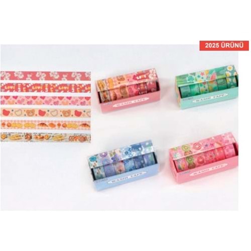 Gıpta Renkli Bant Fun 1,5 cm x 2 m 6 Lı Set (ASORTİ) K8912