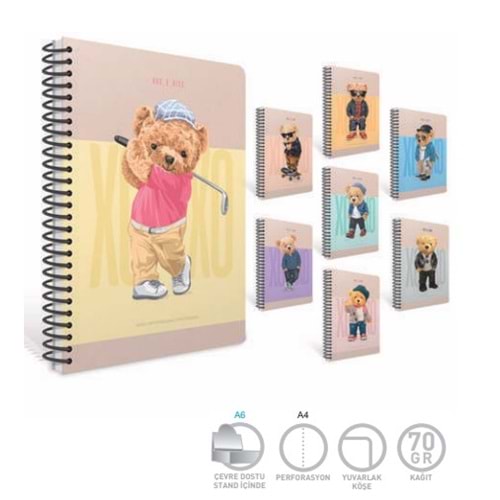 Gıpta XoXo Tel Dikiş Kar. Kap. A6 60 Yp. Çizgili Defter