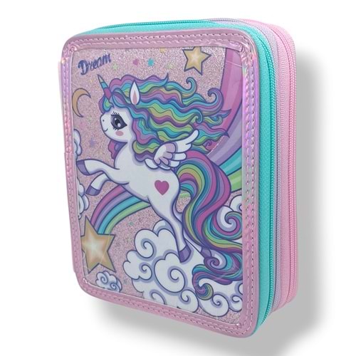 Bear&Deer Parıltılı Unicorn 3 Gözlü Kalem Kutusu BD-KCS220