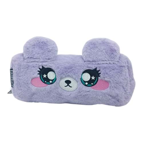 Bear&Deer Peluş Sevimli Kedi Mor Kalem Kutusu BD-KCS276