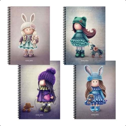 Keskin Color Karton Kp. Spr. Tilda A4 80 Yp. Stickerlı Kareli Defter