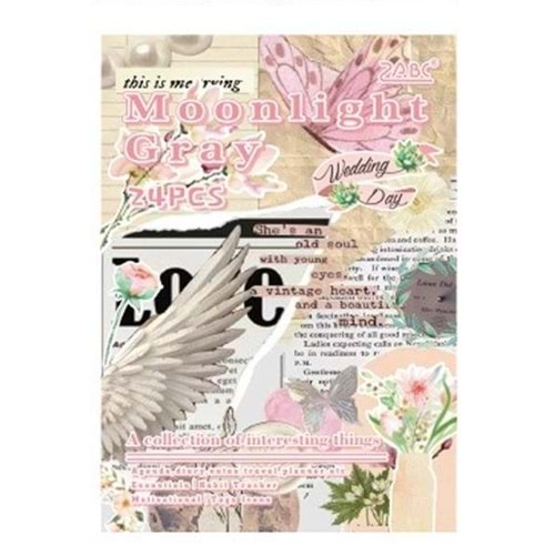 Moonlight Gray Sticker Defteri 24 Sayfa