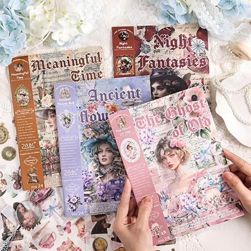 Ancient Flower Roll Sticker Defteri 24 Sayfa