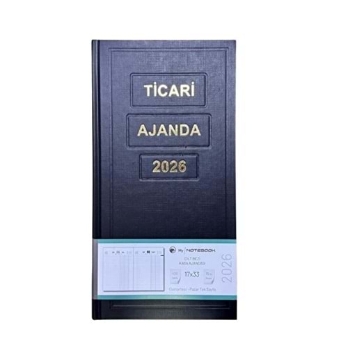 Ticari Kasa Ajandası 2026 Cilt Bezi 17x33 cm