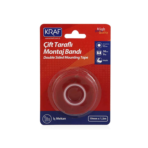Kraf Çift Taraflı Montaj Bandı 19mmX1,5m