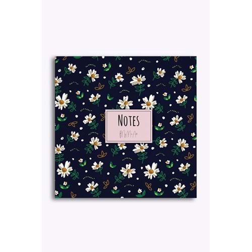 My Mia Art Mavi Papatya Kenar Baskılı Defter, 16x16 cm