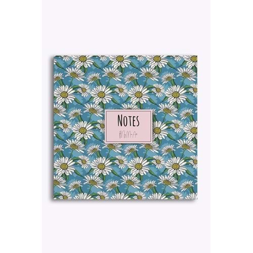 My Mia Art Beyaz Papatya Kenar Baskılı Defter, 16x16 cm