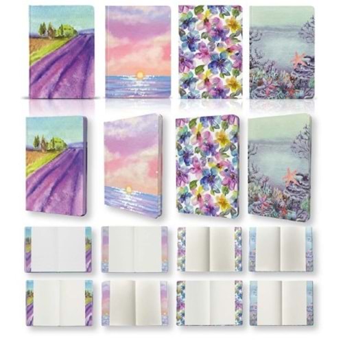 Liz Kuşe Kapak Kenar Baskılı 15x21 cm Defter 64 Yp. Noktalı+48 Yp. Çizgisiz