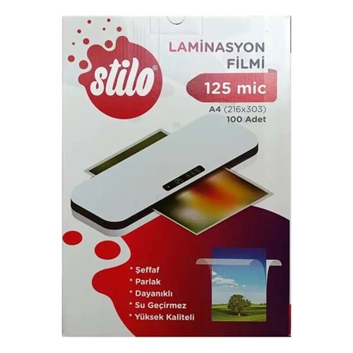 Stilo Laminasyon Filmi A4 125 Micron 100 Lü