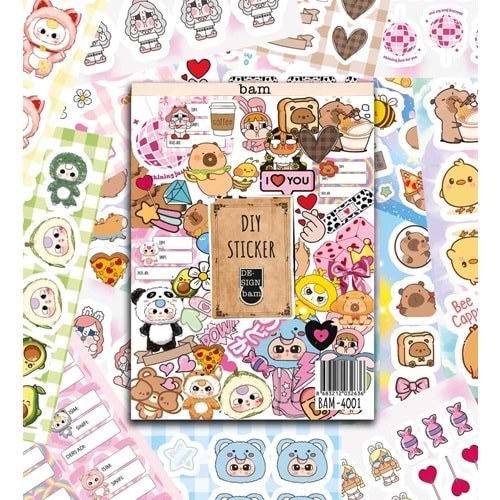 Cute Baby My DIY Sticker Book 24x17 cm 16 Sayfa Özel Tasarım Rengarenk Sticker Kitabı