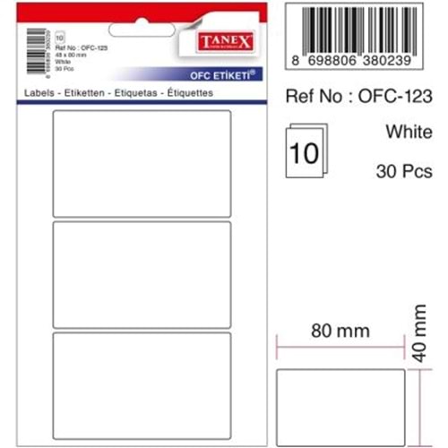 Tanex Ofc-123 48x80 mm Beyaz Ofis Etiketi