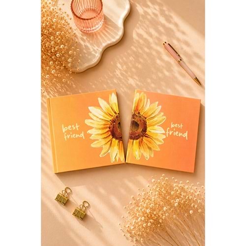 Lizy Best Friend İkili Defter Seti 16x16 cm Sert Kapak Düz İç Sayfa