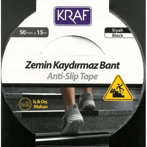 Kraf Zemin Kaydırmaz Bant 50 mm x 15 m Siyah