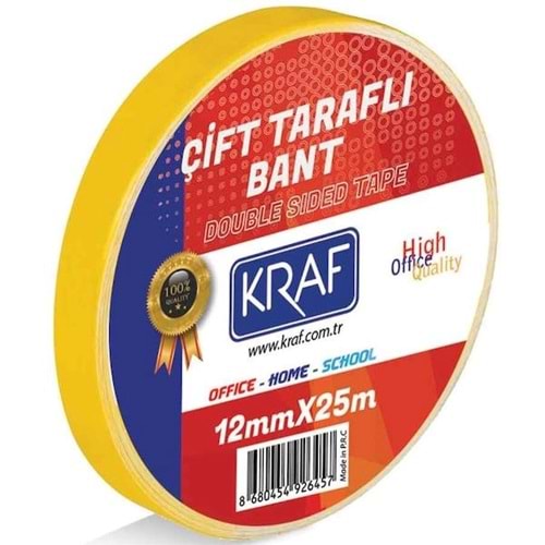 Kraf Çift Taraflı Bant 12 mm x 25 m 2512G