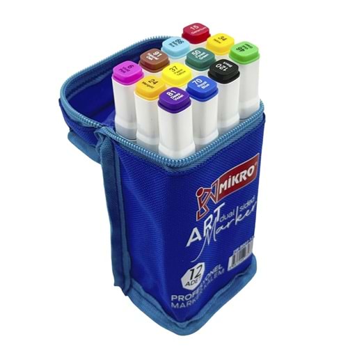 Mikro Çift Uçlu Çantalı 12 Li Marker Kalem Seti