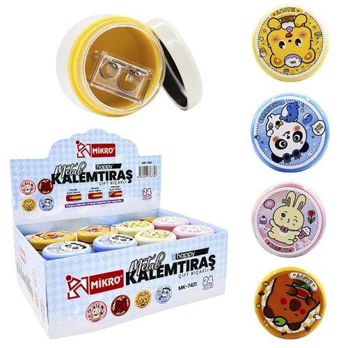 Mikro Happy Metal Çift Bıçaklı Hazneli Kalemtraş