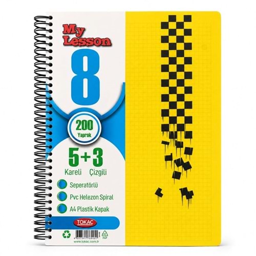 Tokaç 5+3 200 Yp 8 Bölmeli Ayraçlı Defter