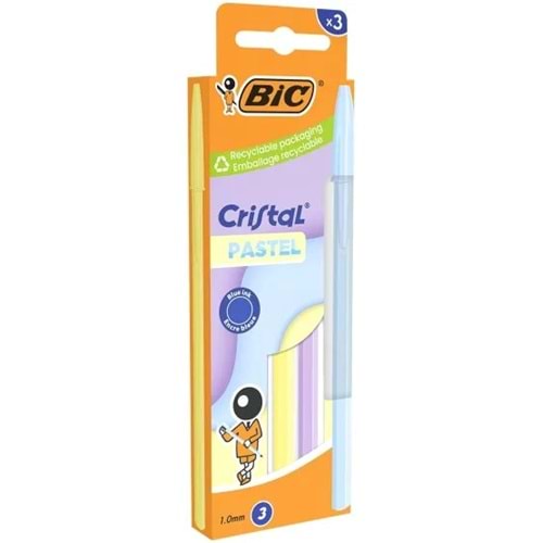 Bic Tükenmez Kalem Cristal Pastel 3 Lü Set Mavi Mürekkep