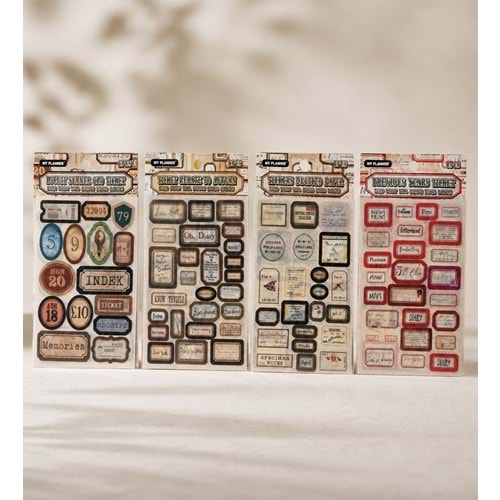 Retro Etiket Scrapbook Sticker Seti 6 Sayfa