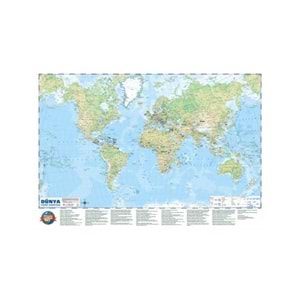 Dünya Siyasi - Fiziki Haritası 70X100 (Çift Taraflı)