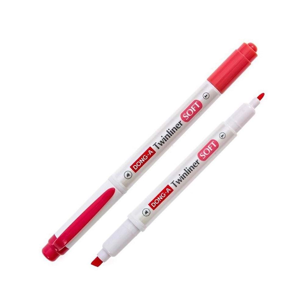 Dong-A Twinliner Soft Çift Uçlu Fosforlu Kalem Kırmızı No:13