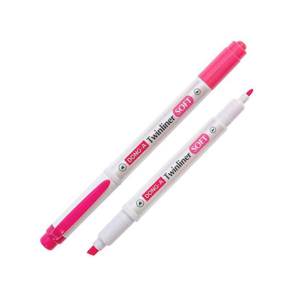 Dong-A Twinliner Soft Çift Uçlu Fosforlu Kalem Fuşya No:69
