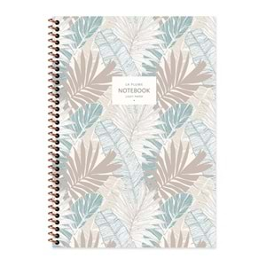 Keskin Color A4 80 Yp.Kareli Karton Kapak La Plume Leaves Spr.Defter