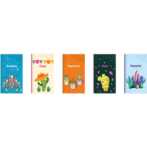 Lilamor Kaktüslü Çizgili Defter 9x16 48 Sayfa