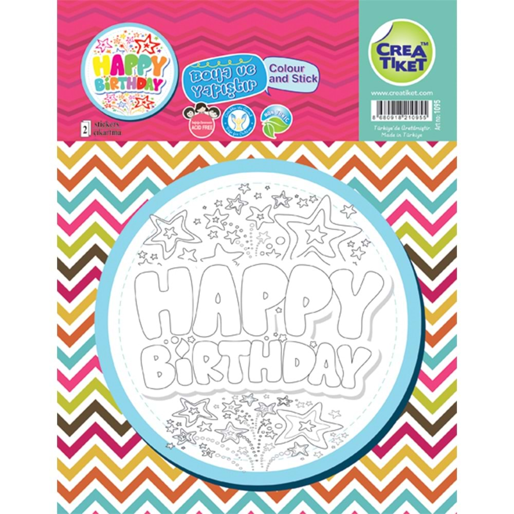 Crea Tiket Boyama Üç Katlı Pasta-Happy Birthday 1095