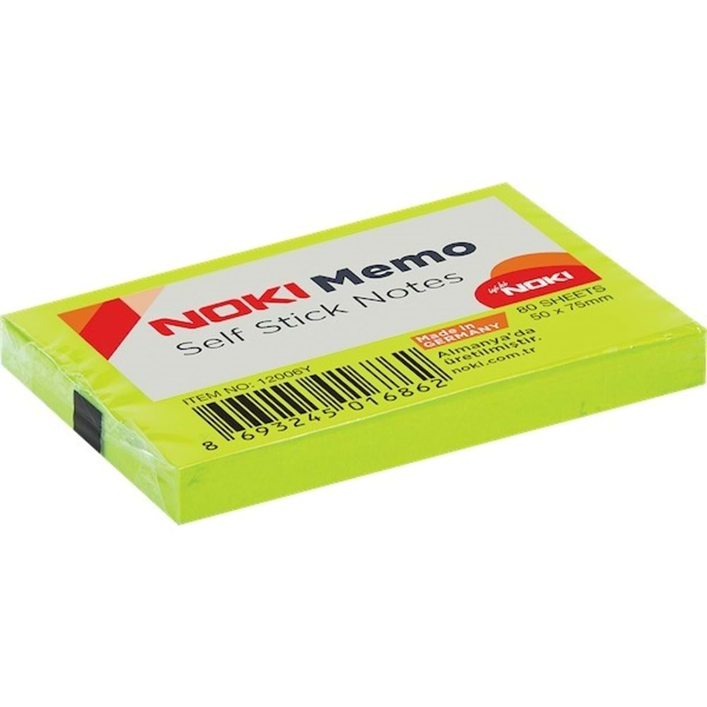 Noki Memo Yapışkanlı Not Kağıdı Yeşil 50x75 mm 80 Yp.