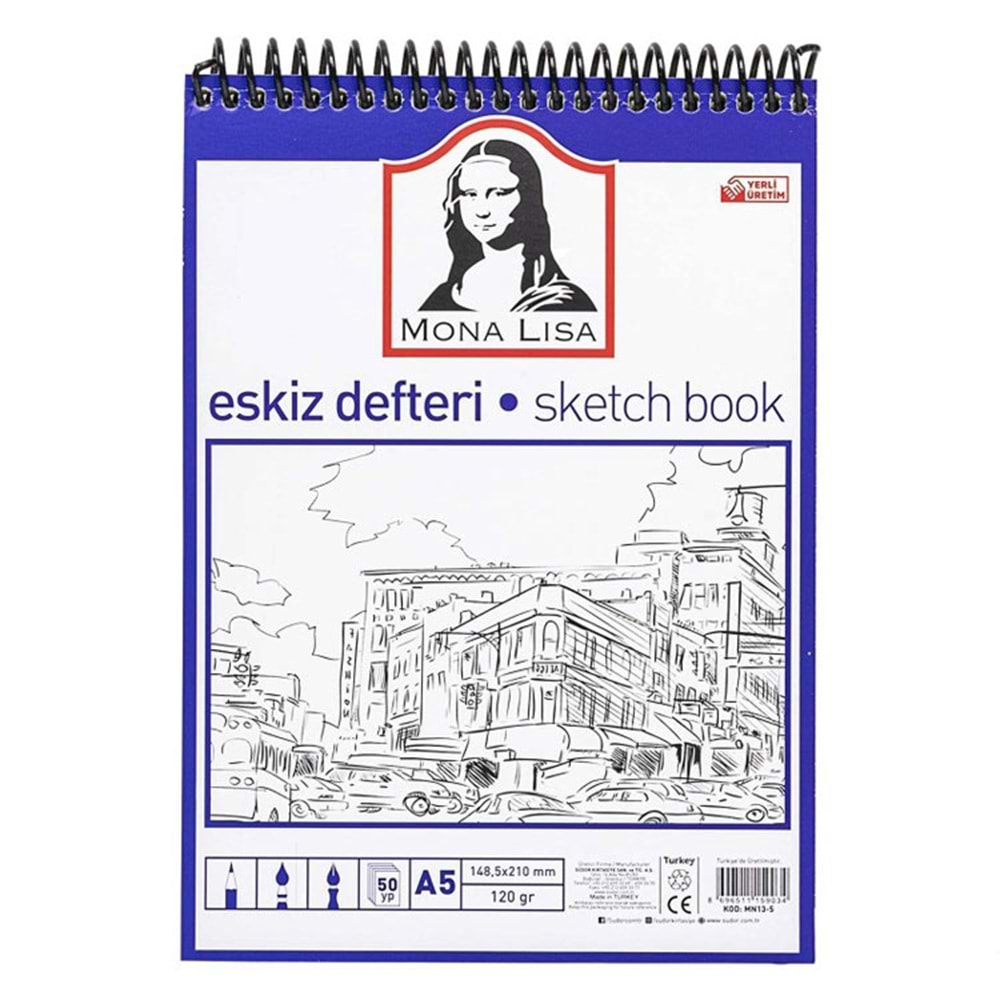 Monalisa Telli Eskiz Defteri A5 120 gr 50 Yp.