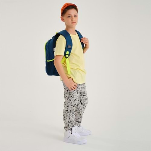 Coral High Kids Nefti Fosforlu Sarı Araba Desenli Üç Bölmeli Okul Sırt Çantası 14406