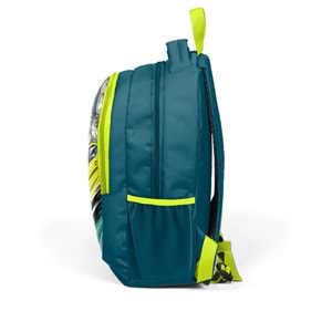 Coral High Kids Nefti Fosforlu Sarı Araba Desenli Üç Bölmeli Okul Sırt Çantası 14406