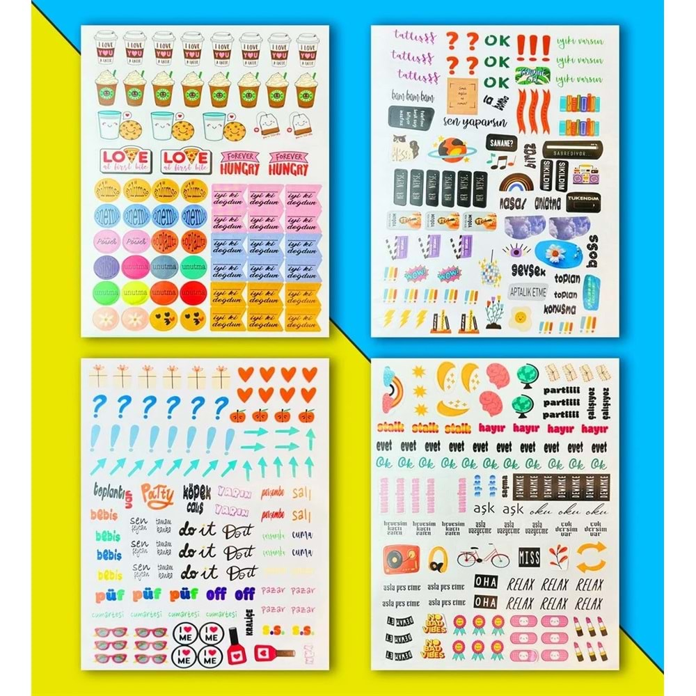 My DIY Sticker Book 24x17 cm 16 Sayfa Özel Tasarım Rengarenk Sticker Kitabı