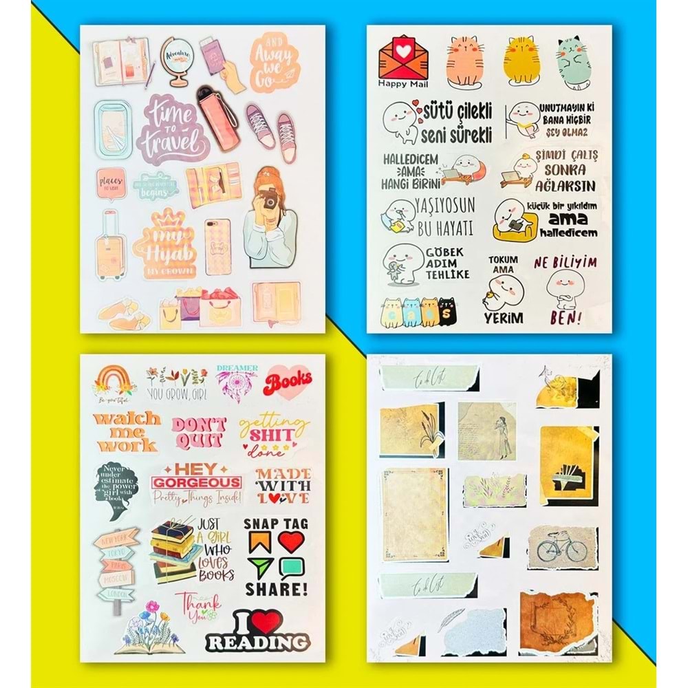 My DIY Sticker Book 24x17 cm 16 Sayfa Özel Tasarım Rengarenk Sticker Kitabı