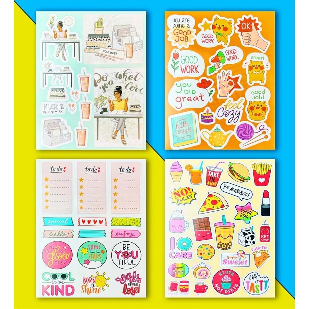 My DIY Sticker Book 24x17 cm 16 Sayfa Özel Tasarım Rengarenk Sticker Kitabı