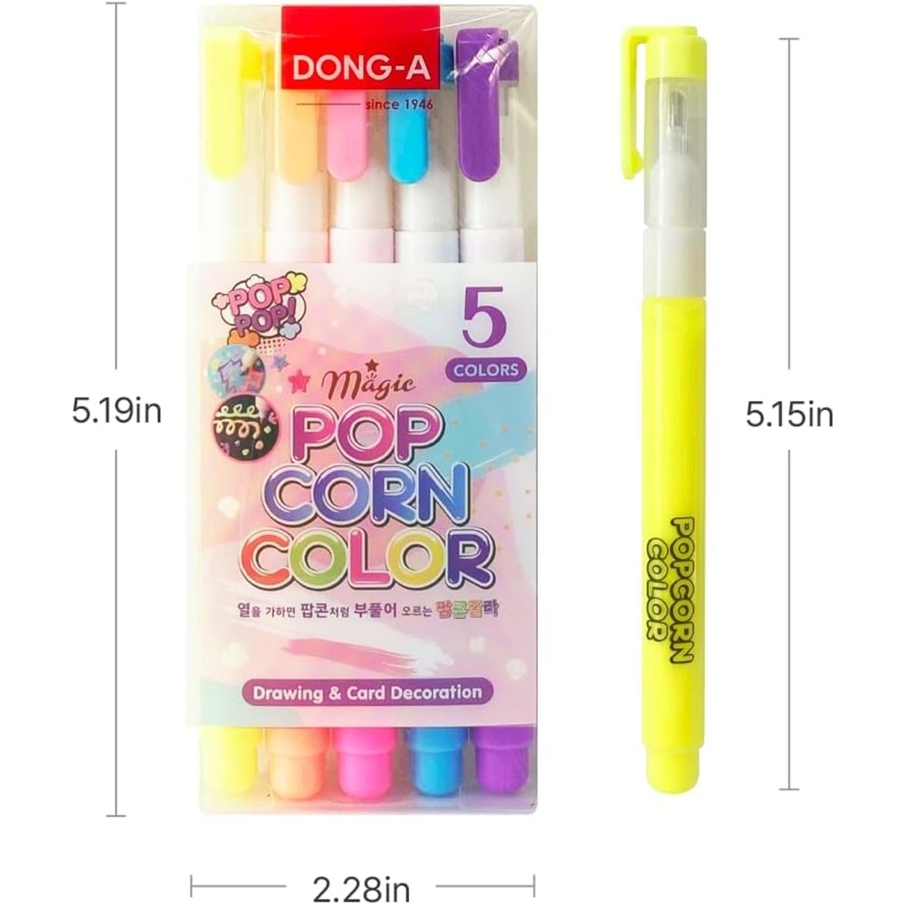 Dong-A Sihirli Popcorn Kabaran Boya Kalemi 5 Li Set