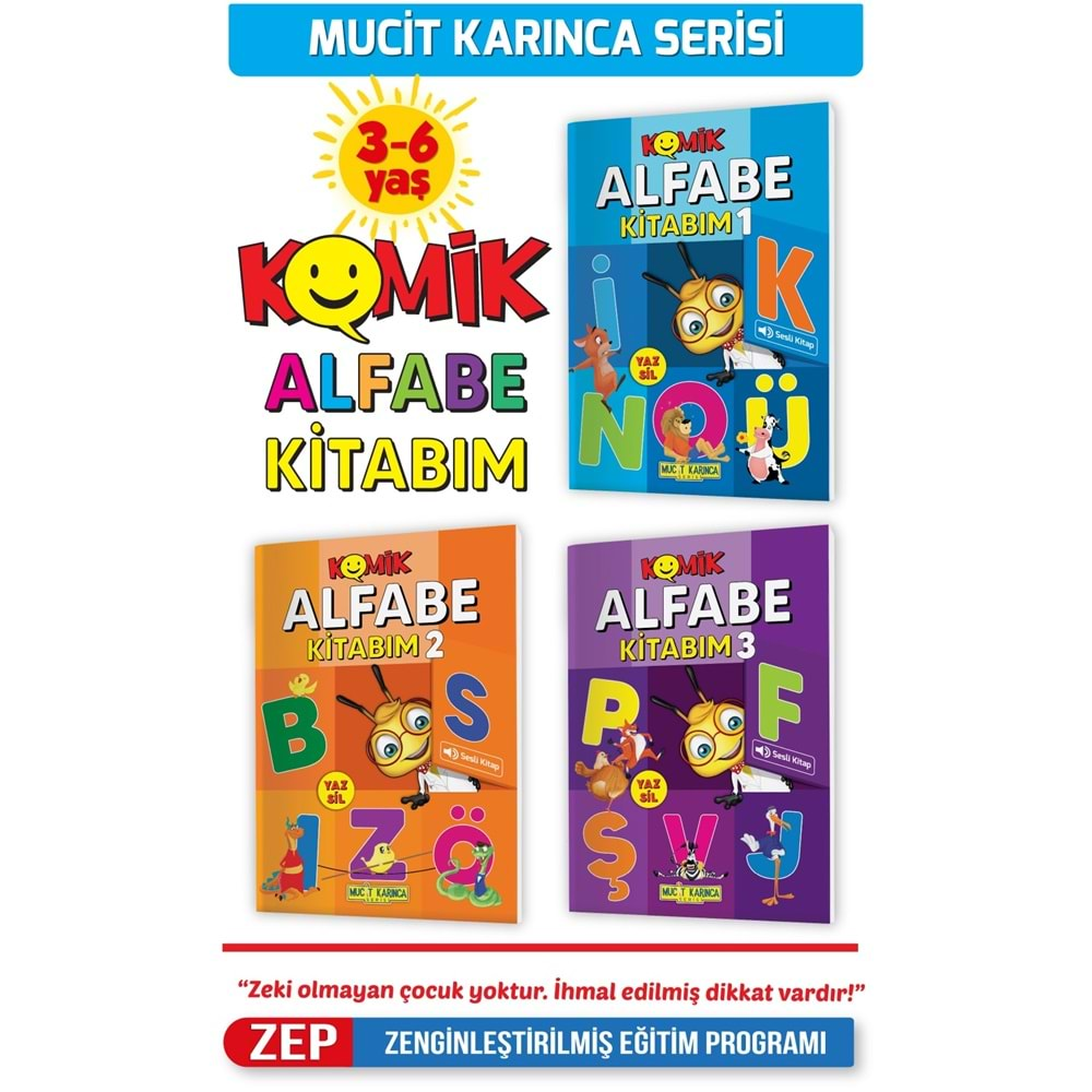 3-6 Yaş YAZ-SİL Komik Alfabe Kitabım - Etkinlik Seti