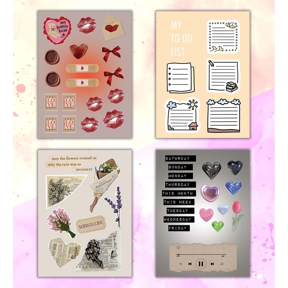 My DIY Sticker Book 24x17 cm 16 Sayfa Özel Tasarım Rengarenk Sticker Kitabı BAM-1212