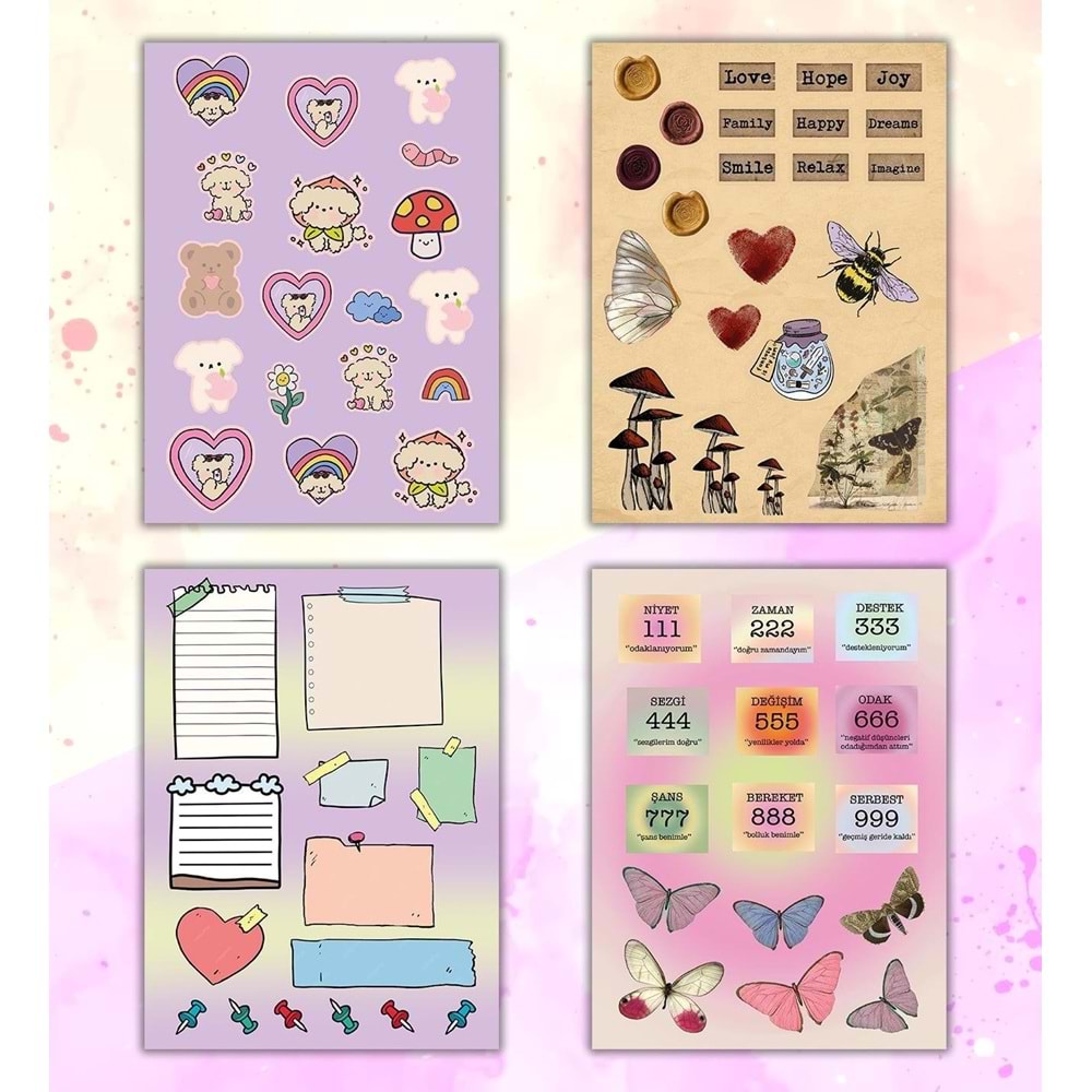 My DIY Sticker Book 24x17 cm 16 Sayfa Özel Tasarım Rengarenk Sticker Kitabı BAM-1212