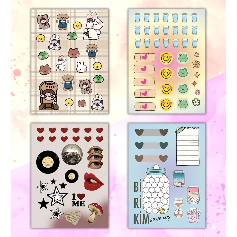 My DIY Sticker Book 24x17 cm 16 Sayfa Özel Tasarım Rengarenk Sticker Kitabı BAM-1212