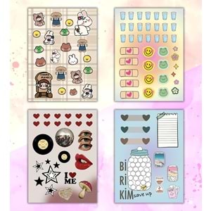 My DIY Sticker Book 24x17 cm 16 Sayfa Özel Tasarım Rengarenk Sticker Kitabı BAM-1212