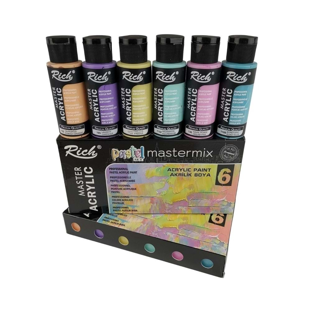 Rich Mastermix Akrilik Boya 60 cc 6 Lı Set Pastel Renkler