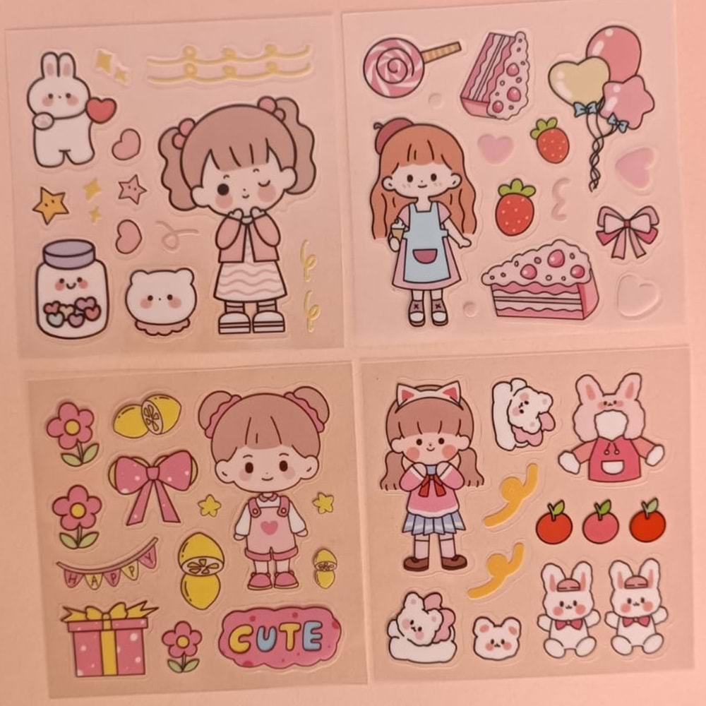 Munis Dream Of Paper Şeffaf Kawai Sticker 4 Lü