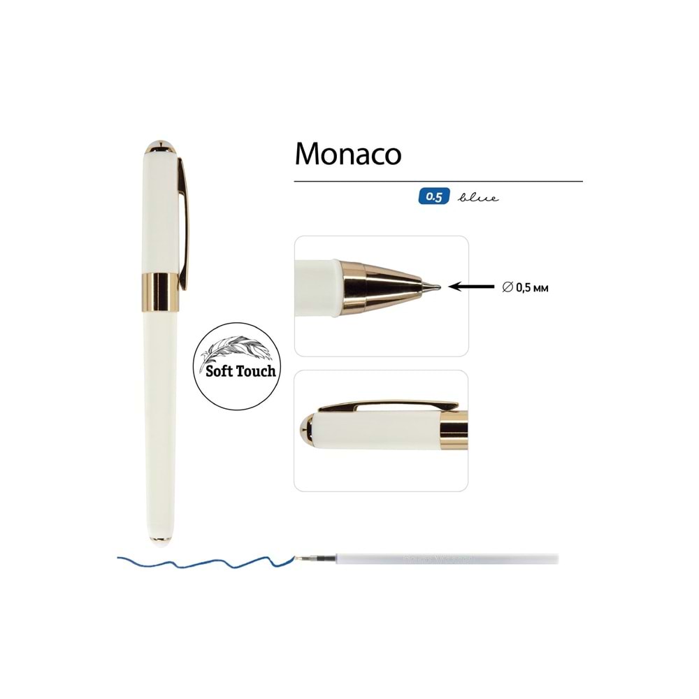 Bruno Visconti Monaco Tükenmez Kalem 0.5 mm Beyaz (Siyah Mürekkep)