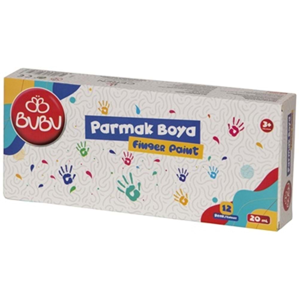 Bu-Bu Parmak Boya 12 Renk Birleşik Pot 20 ml.
