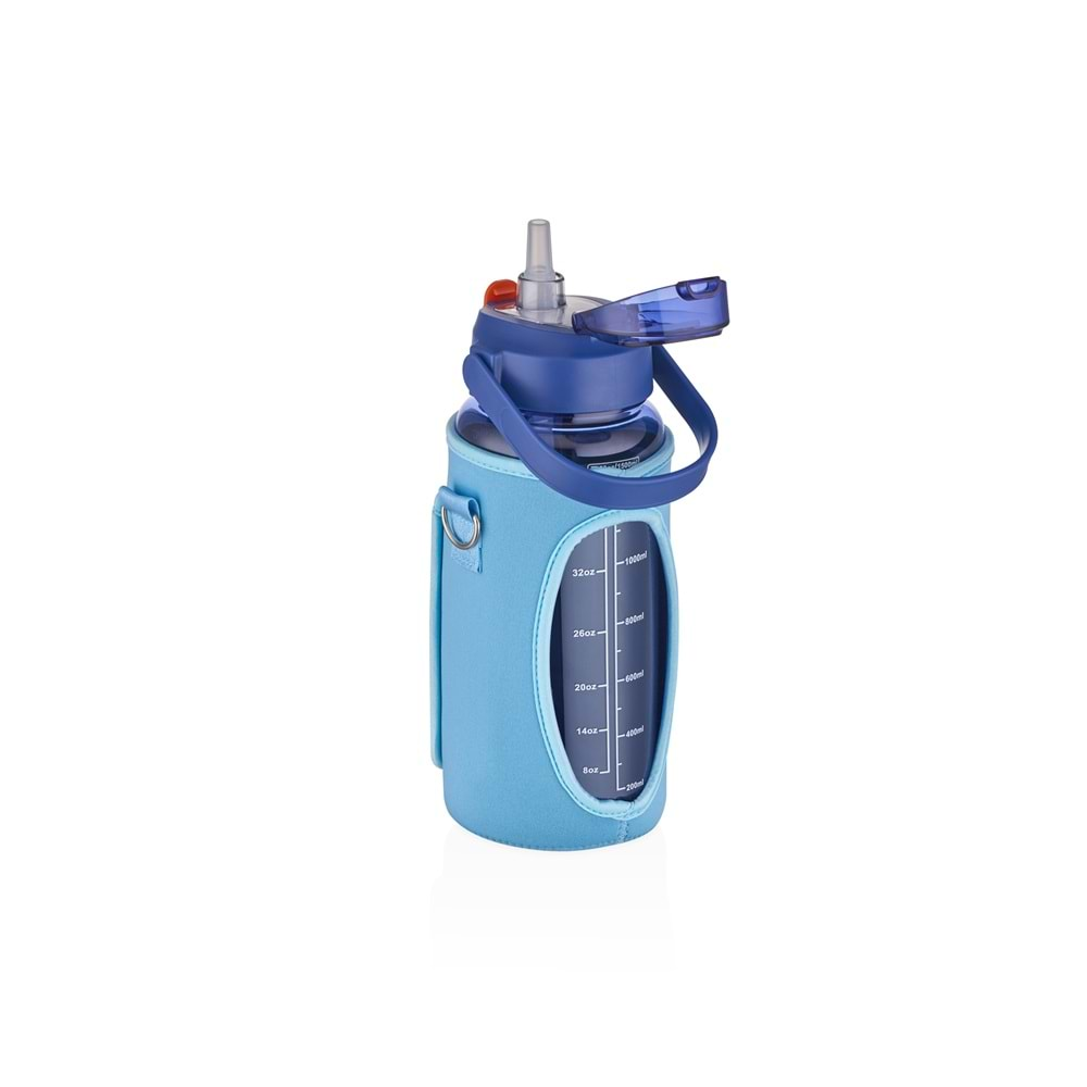 Vagonlife Pipetli Kılıflı Matara 1500 ml. Mavi