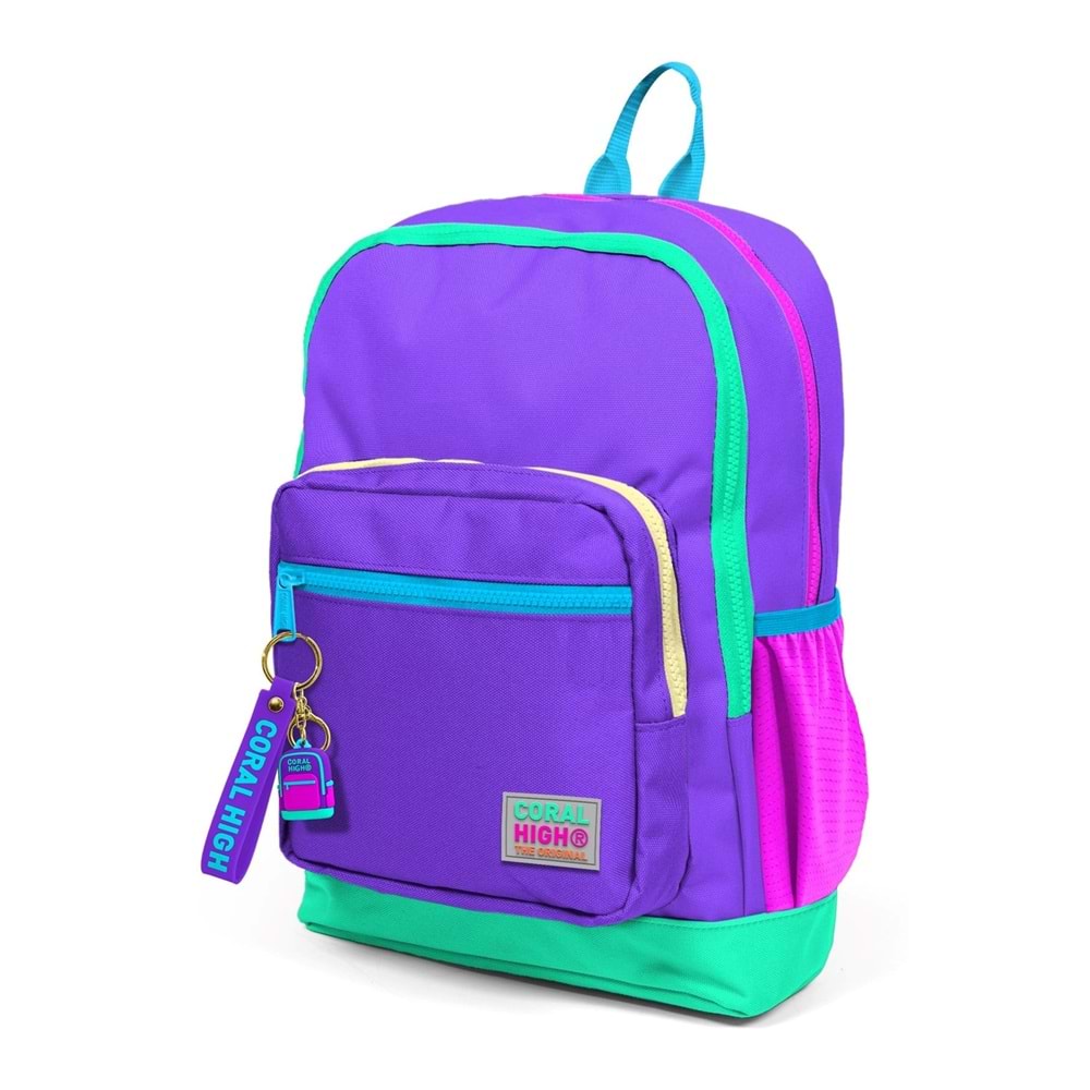 Coral High Kids Mor Renk Detaylı Dört Bölmeli Okul Sırt Çantası 23734