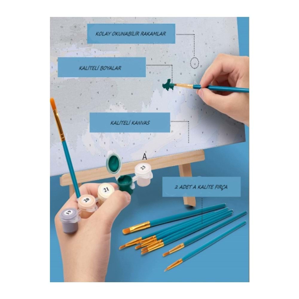 Sayılarla Boyama Ve Hobi Seti 30x40 Fırça ve Boya Dahil Kuşlar